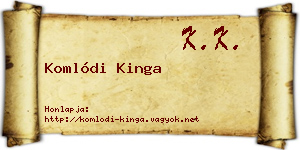 Komlódi Kinga névjegykártya